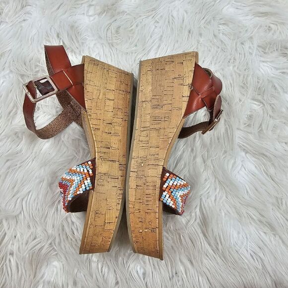 MADDEN GIRL X KENDALL & KYLIE AVAALON WOMEN'S SIZE 8.5 BEADED KORK WEDGE Navajo - Picture 4 of 7